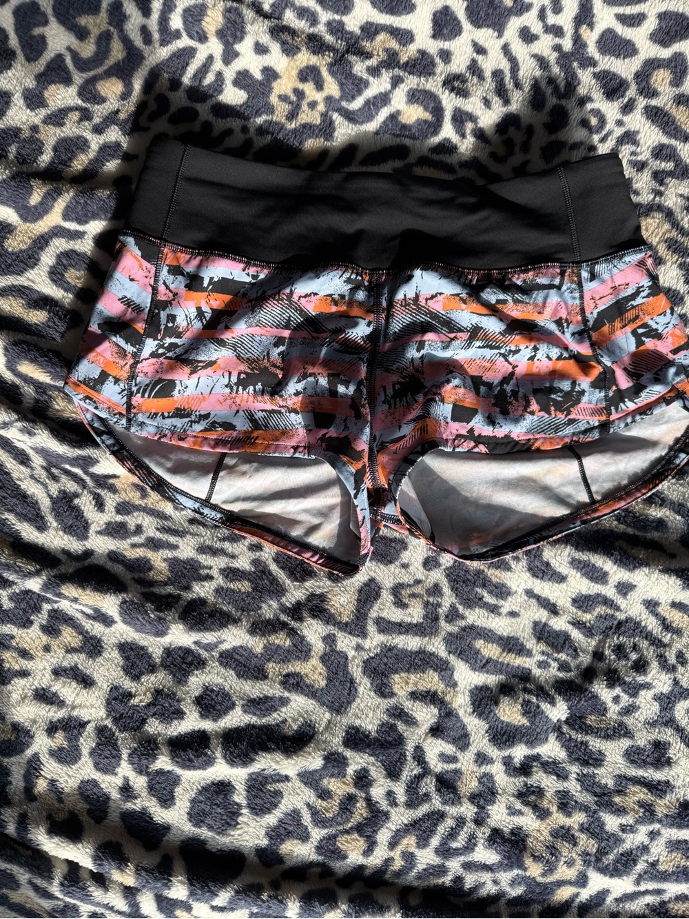 lululemon athletica Striped Palm Print Athletic Shorts - Black Waistband
